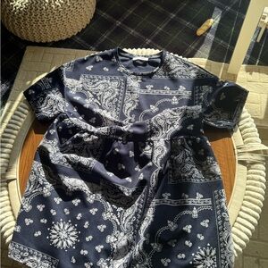 Navy Bandana Print Dress